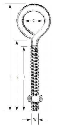 EYE BOLT SS 1/2 x 3-3/4 sk