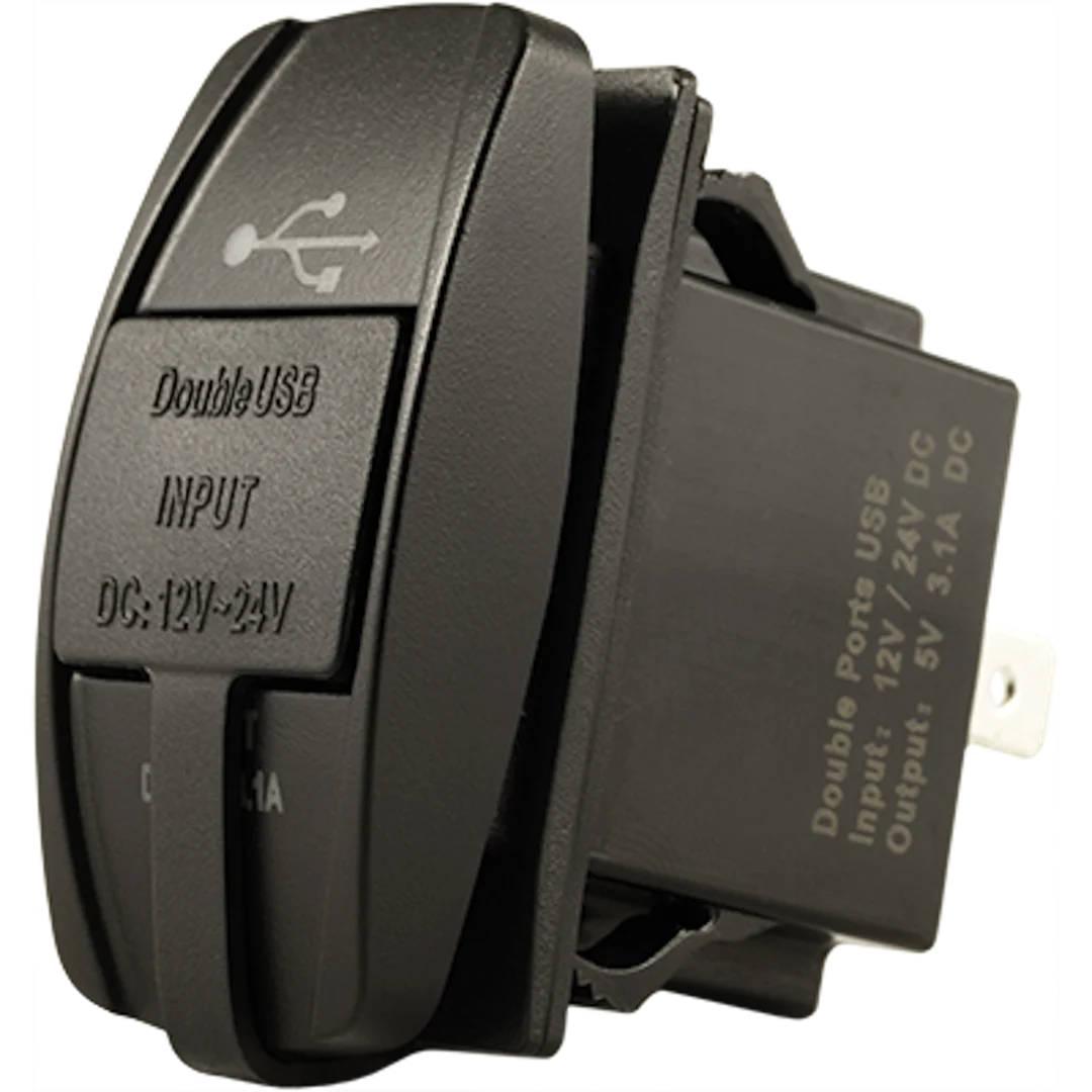 Dual USB Charger, Rocker Switch Mount