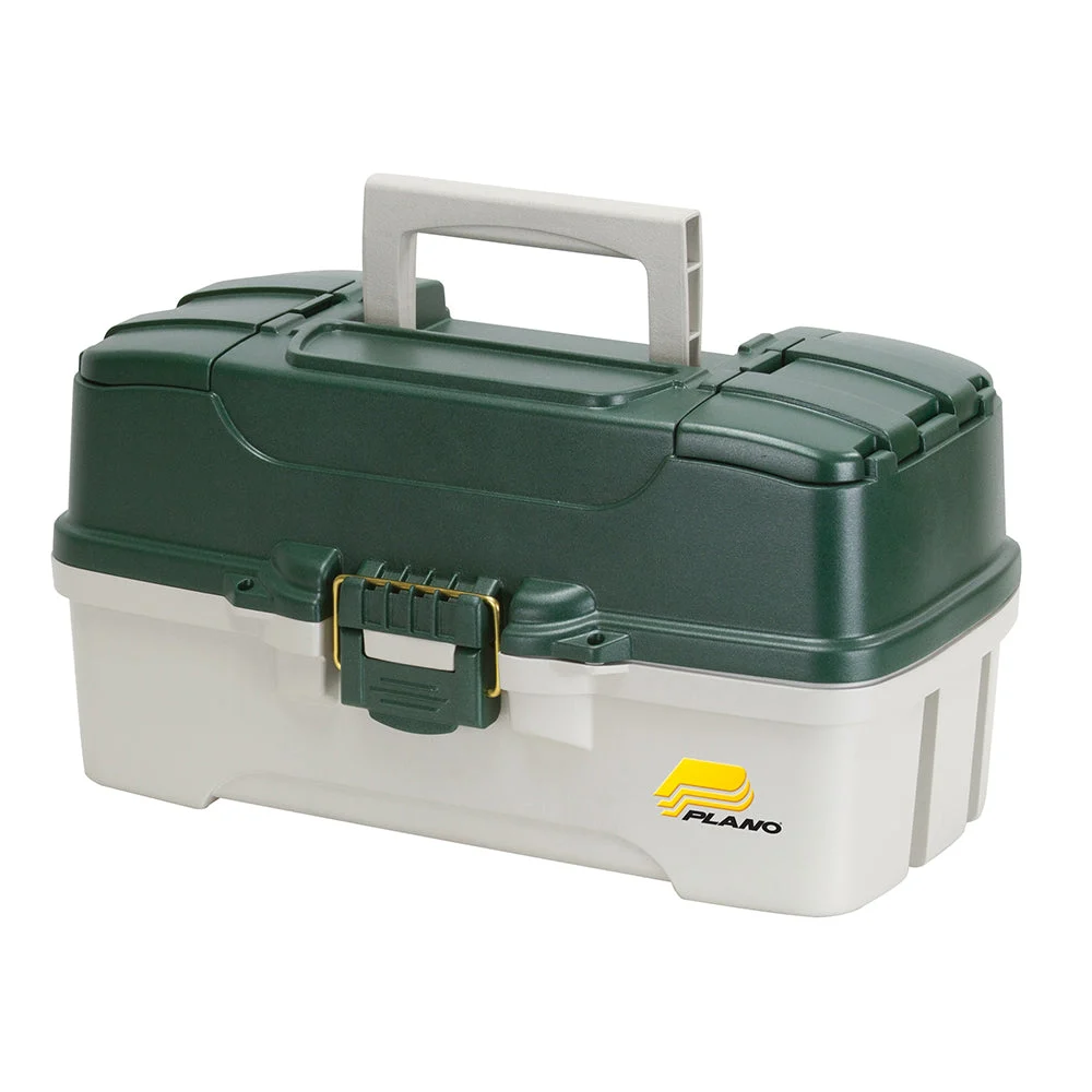 Plano 3-Tray Tackle Box w/Duel Top Access - Dark Green Metallic/Off White – Marine Boat Replacement Part