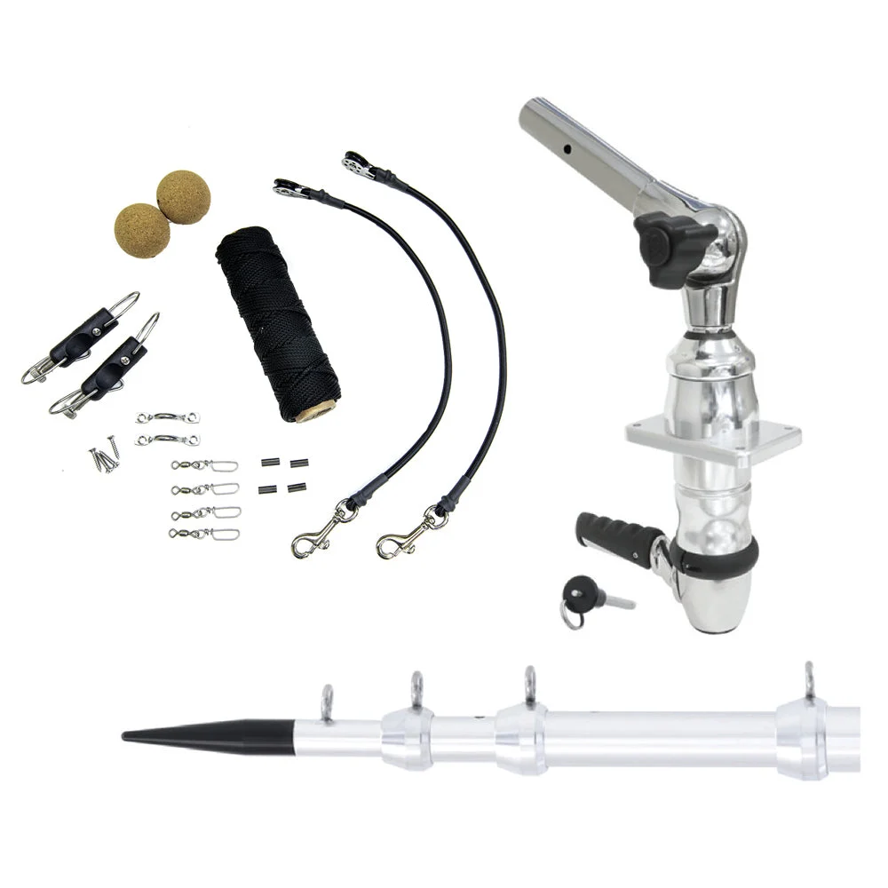 Tigress XD Top Mount System - 15' - Silver Outriggers Elite Rigging Kit – Marine Boat Replacement Part