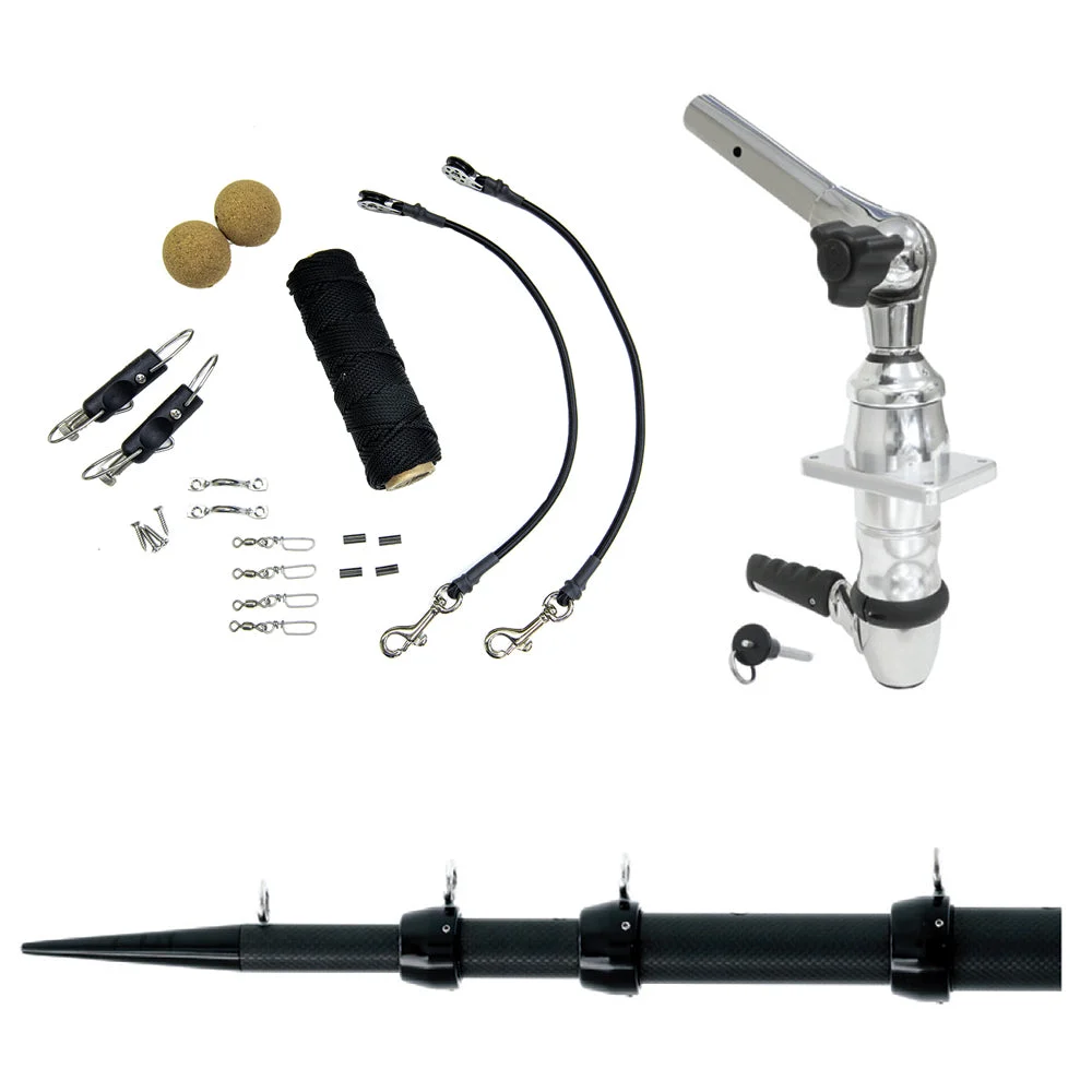 Tigress XD Top Mount System - 15' - Black Outriggers Elite Rigging Kit – Marine Boat Replacement Part