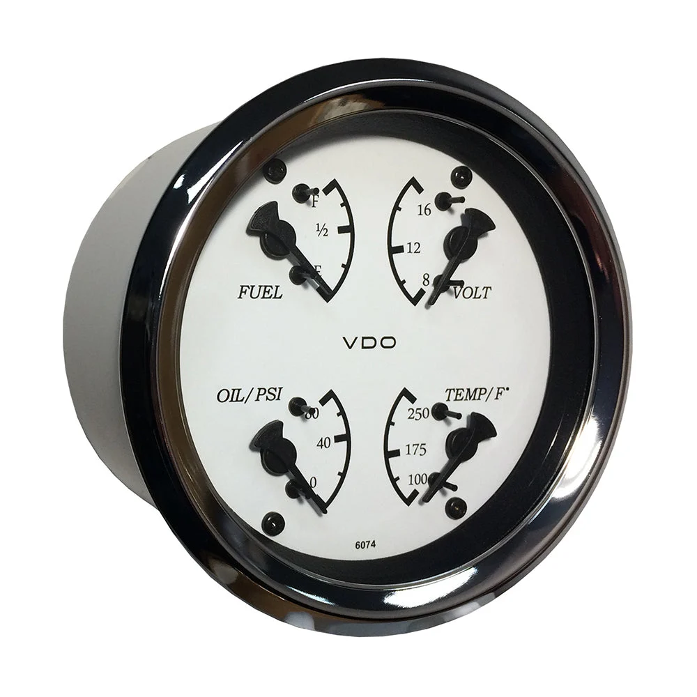 Vdo Cockpit Marine 85mm (3-3/8") 4 in 1 Gauge - White Dial/Bezel