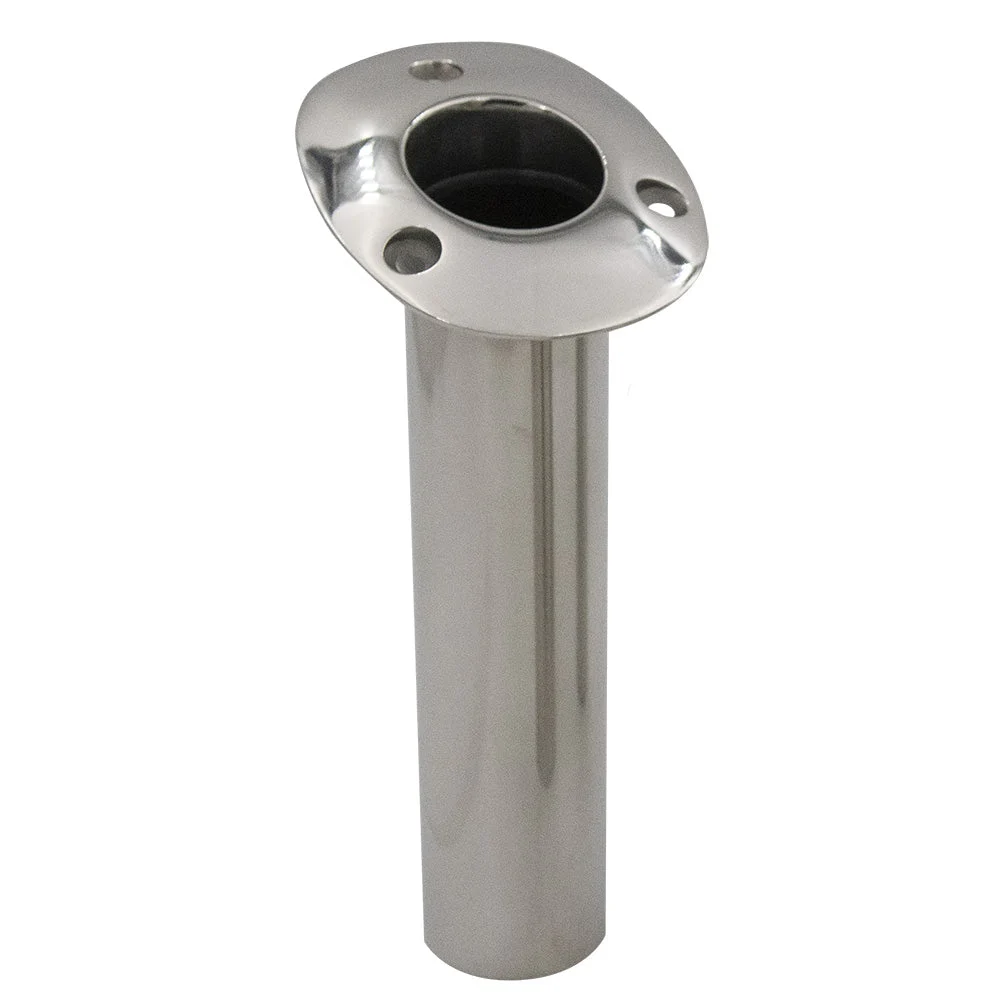 C.E. Smith 70 Series Standard Flush Mount Rod Holder - 15 Degree - Stainless Steel - Gimbal Bar Bottom - B – Marine Boat Replacement Part