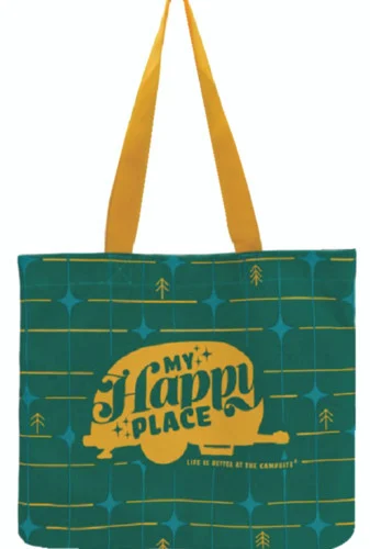 Camco RV - Tote My Happy Place Green Grid - 53483