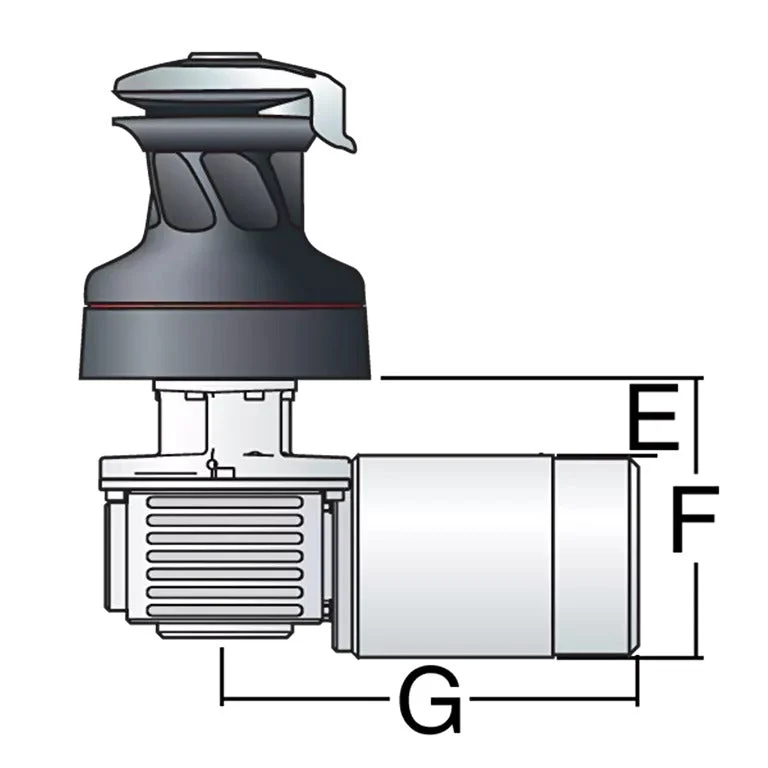 Harken 40 Electric Self-Tailing Radial Chrome Winch 2 Speed 12V, Horizontal, Left Mount