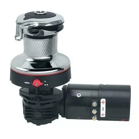 Harken 40 Electric Self-Tailing Rewind Radial Aluminum Winch Reverse Speed, 12V Horizontal Left Mount