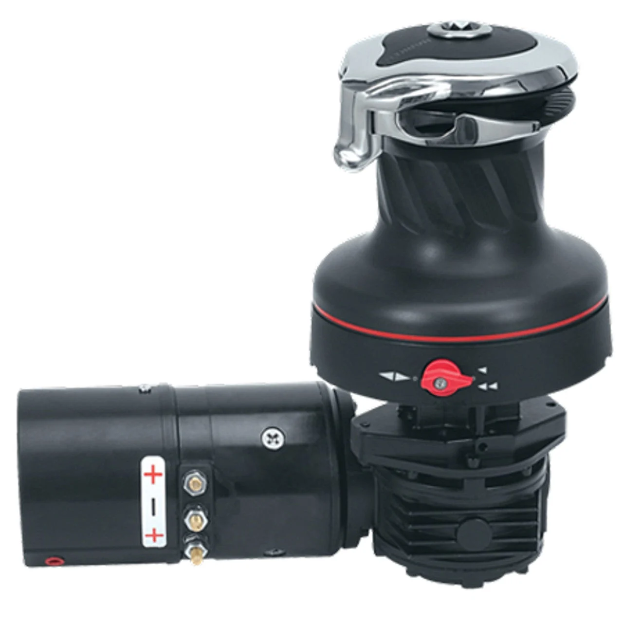 Harken 60 Electric Self-Tailing Rewind Radial Aluminum Winch Reverse Speed 24V, Horizontal Left Mount