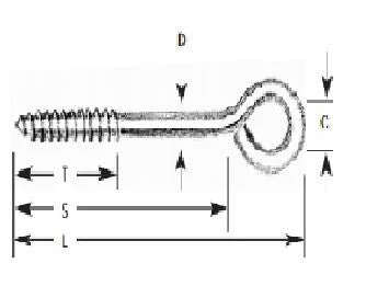 LAG EYE BOLT SS 1/4 x 4 sk.