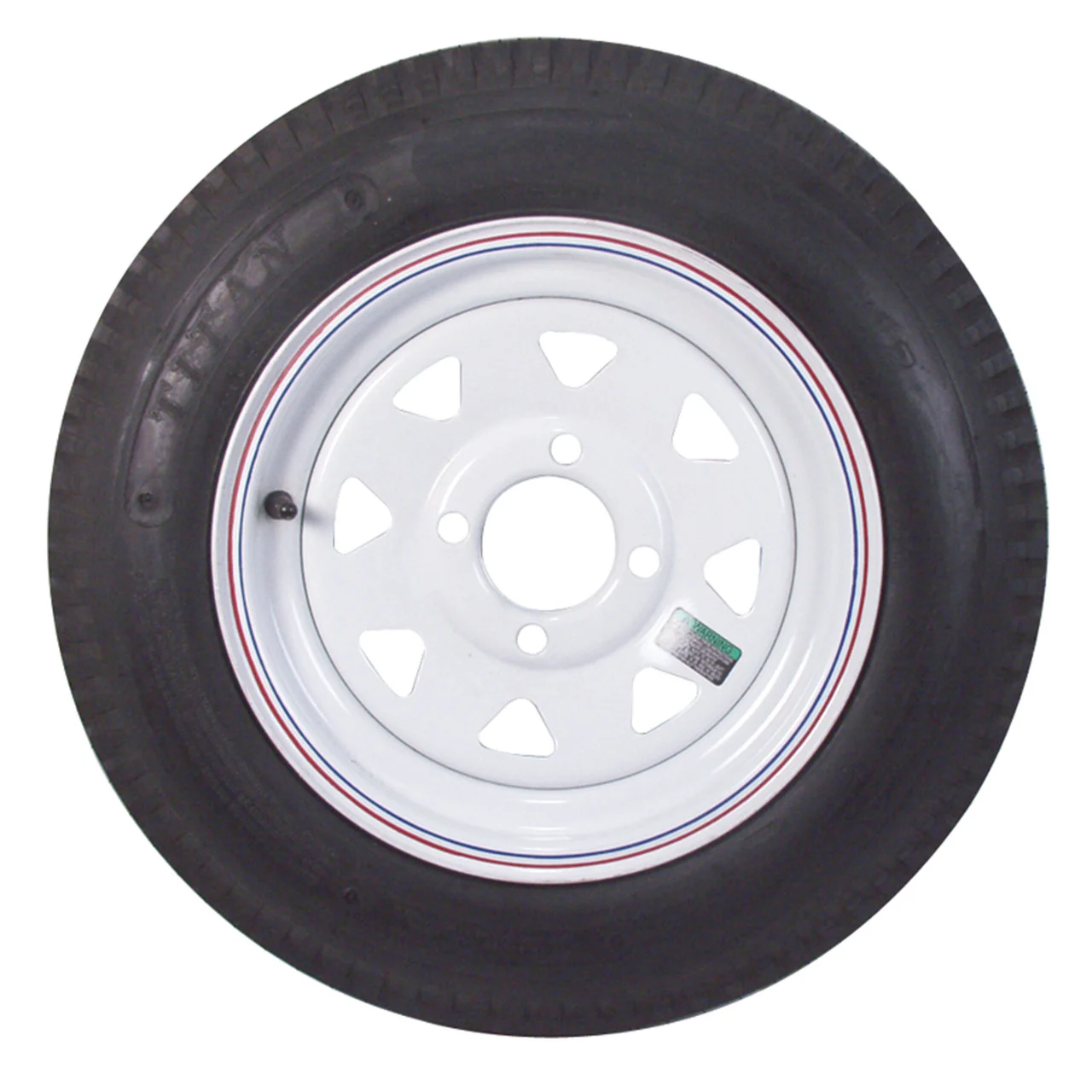 Americana Tire and Wheel 30700 Economy Bias Tire and Wheel 5.30 x 12 B/4-Hole - White Pinstripe Spoke Rim - 30700