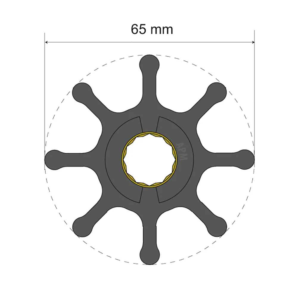 Albin Pump Premium Impeller Kit 65 x 16 x 37mm - 8 Blade - Spline Insert