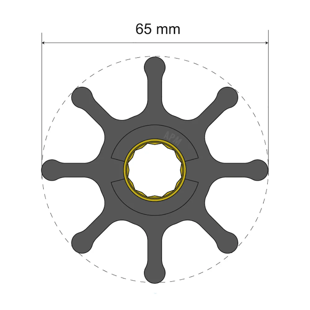 Albin Pump Premium Impeller Kit 65 x 16 x 50mm - 8 Blade - Spline Insert