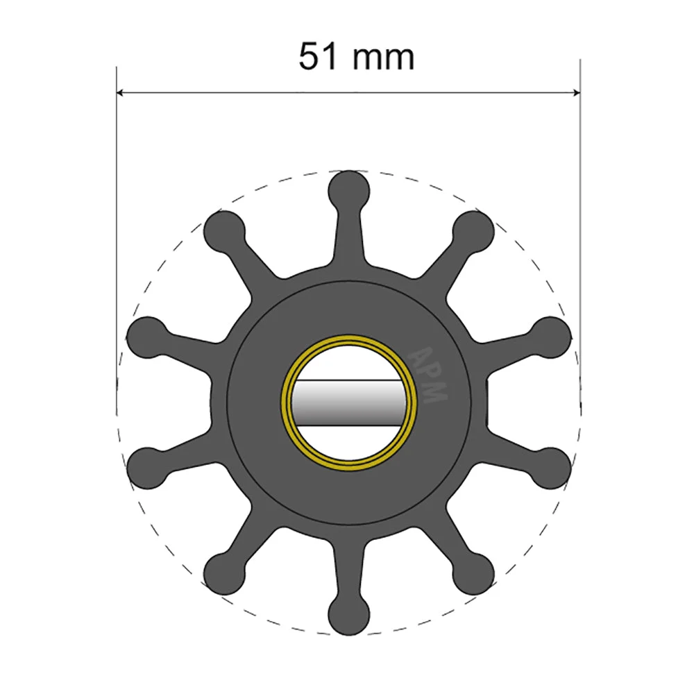 Albin Pump Premium Impeller Kit - 51 x 12.7 x 22mm - 10 Blade - Pin Insert