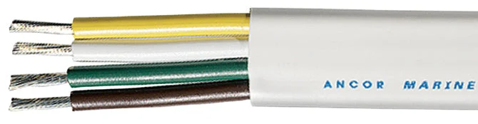 Ancor Trailer Cable 16/4 AWG (Yellow/White/Green/Brown) White Flat - Per Foot