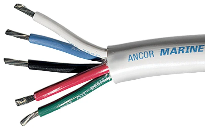 Ancor Mast Cable 14/5 AWG (Black/Blue/Green/Brown/Red) White Round - Per Foot