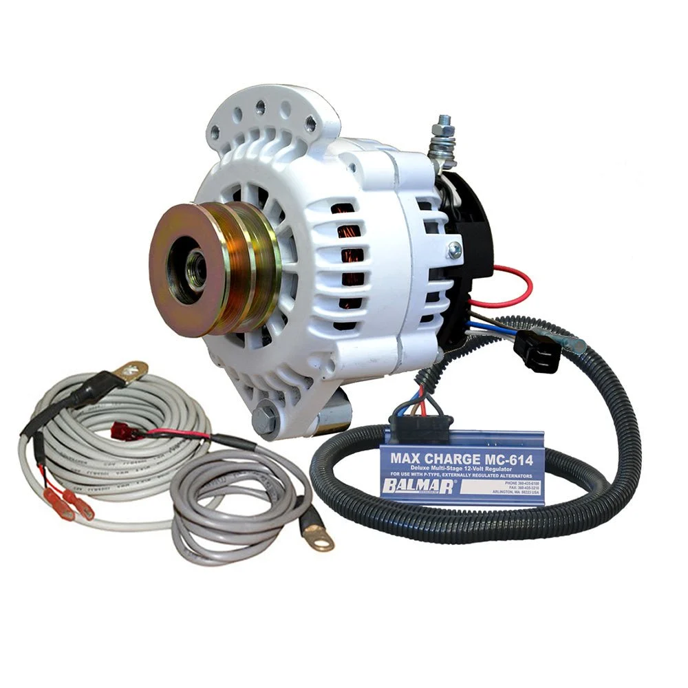 Balmar Sterndrive Alternator 100 AMP Kit 12V 1-2" Single Foot Spindle Mount Dual Vee Pulley Regulator & Temp Sens – Marine Boat Replacement Part