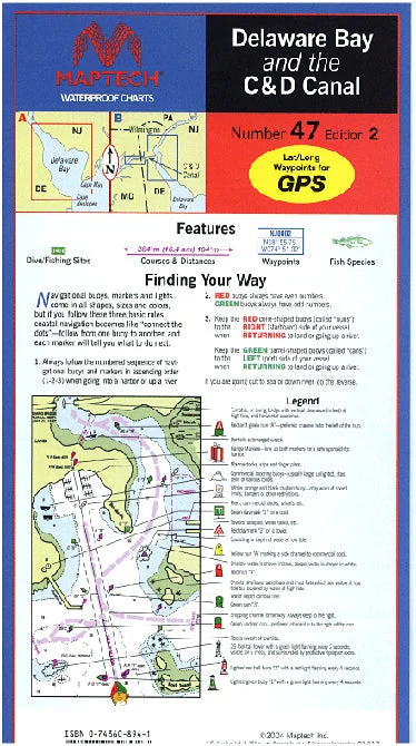 Delaware Bay and the C & D Canal Waterproof Chart