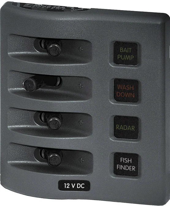 BSS WeatherDeck 12V DC Fuse Panel - Gray 4 Pos