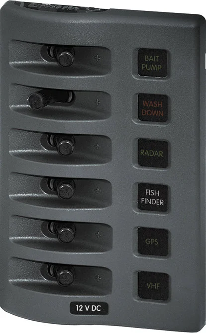 BSS WeatherDeck 12V DC Fuse Panel - Gray 6 Pos