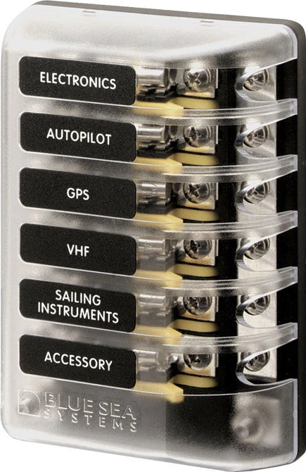 BSS ST Glass 6 Circuit Fuse Block w/Negative Bus, Cover