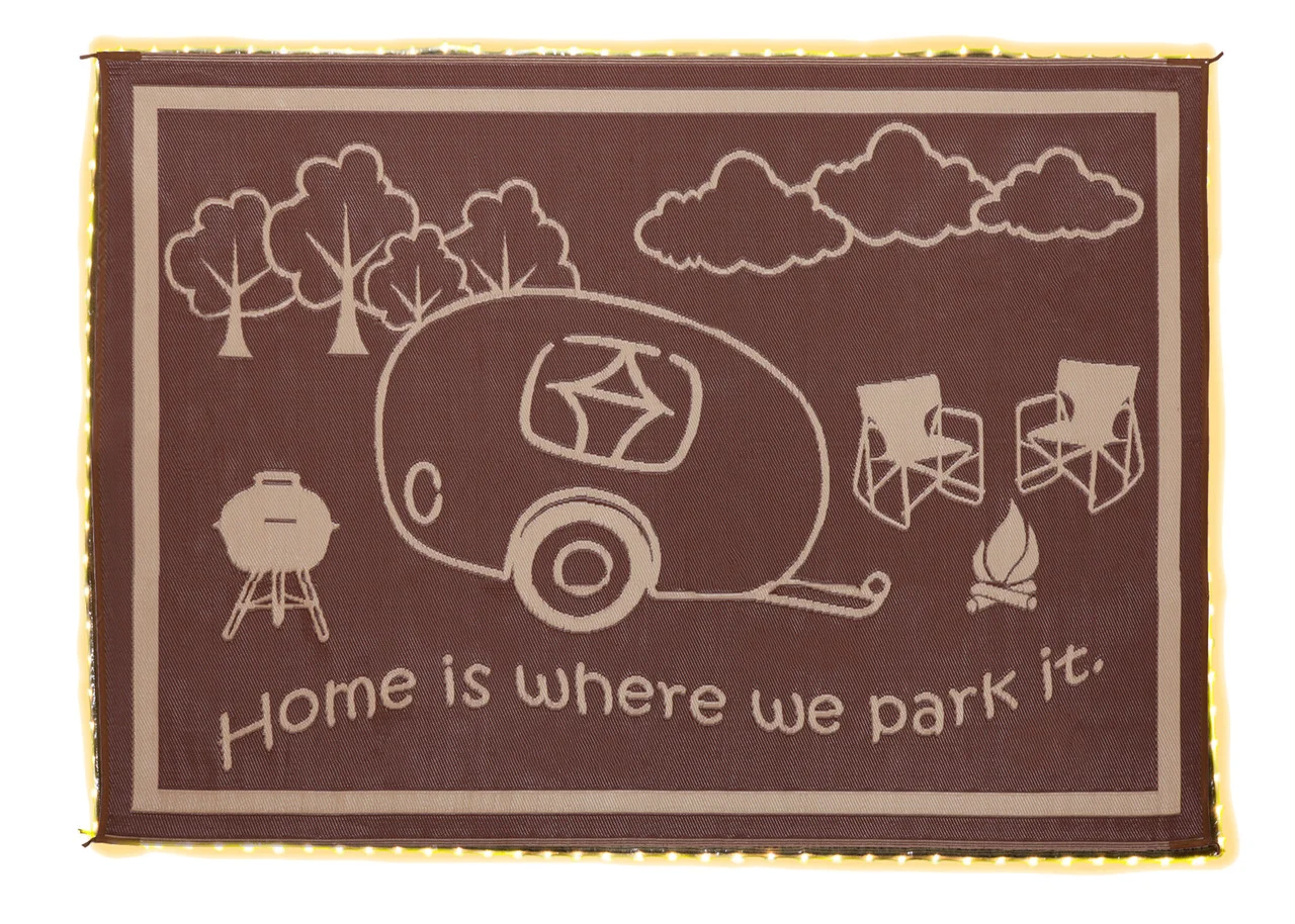 Stylish Camping Lrvh8117 Reversible Led Illuminated Mat - Rv Home, Brown/beige, 8' X 11' - LRVH8117