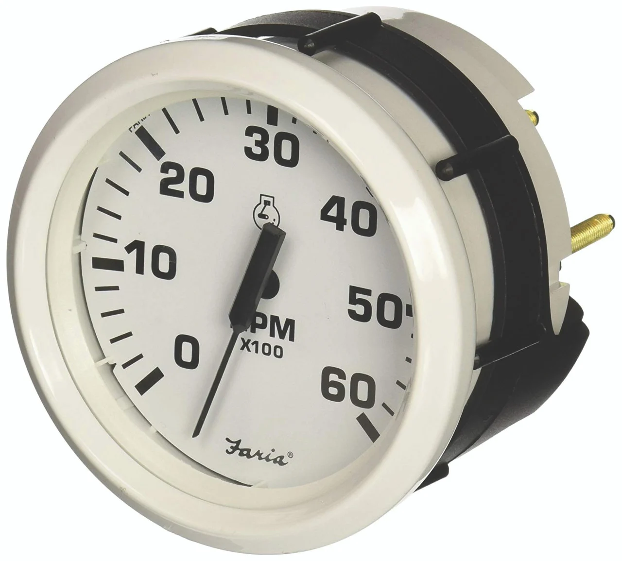 Faria 33103 Dress Tachometer (6000 RPM) Gas - 4", White - 33103