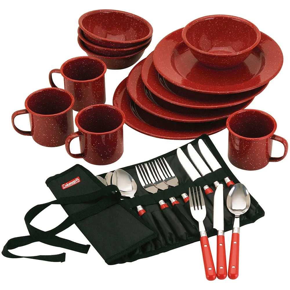 Coleman 24-Piece Speckled Enamelware Cook Set - Red – Marine Boat Replacement Part