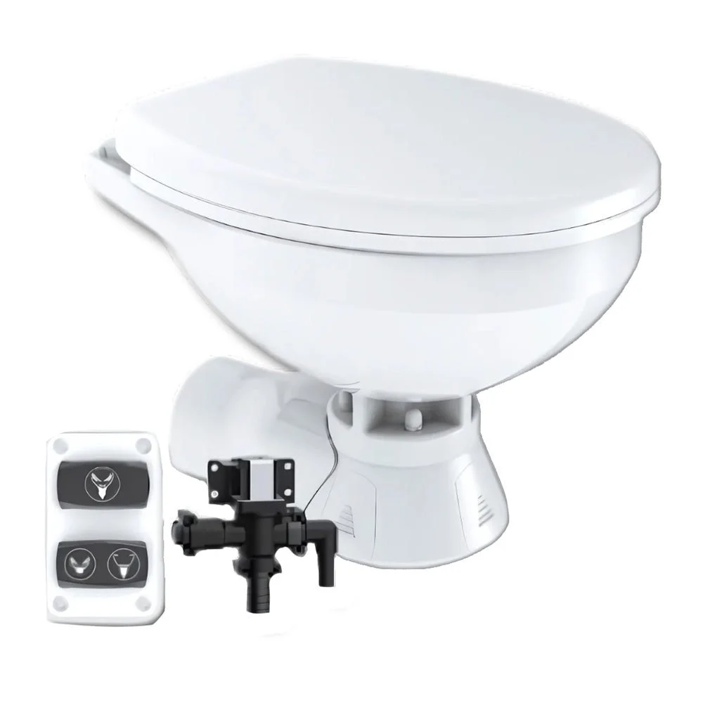 Commodore Quiet Flush Electric Toilet - Rear Macerator w/Solenoid Valve - Regular Size – Marine Boat Replacement Part