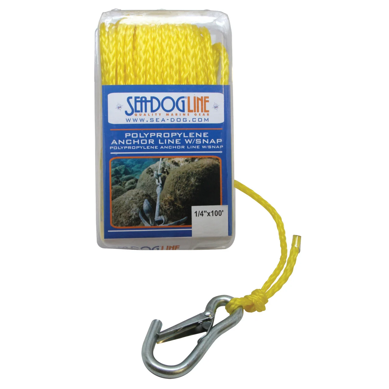Sea-Dog 304210075YW-1 Polypropylene Anchor Line with Snap - Yellow, 3/8" x 75' - 304210075YW-1