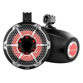 Ds18 Hydro 10" Neodymium Marine Towers W/Built-In Passive Radiator, 1" Driver & Rgb Led Lights - 900w - Black