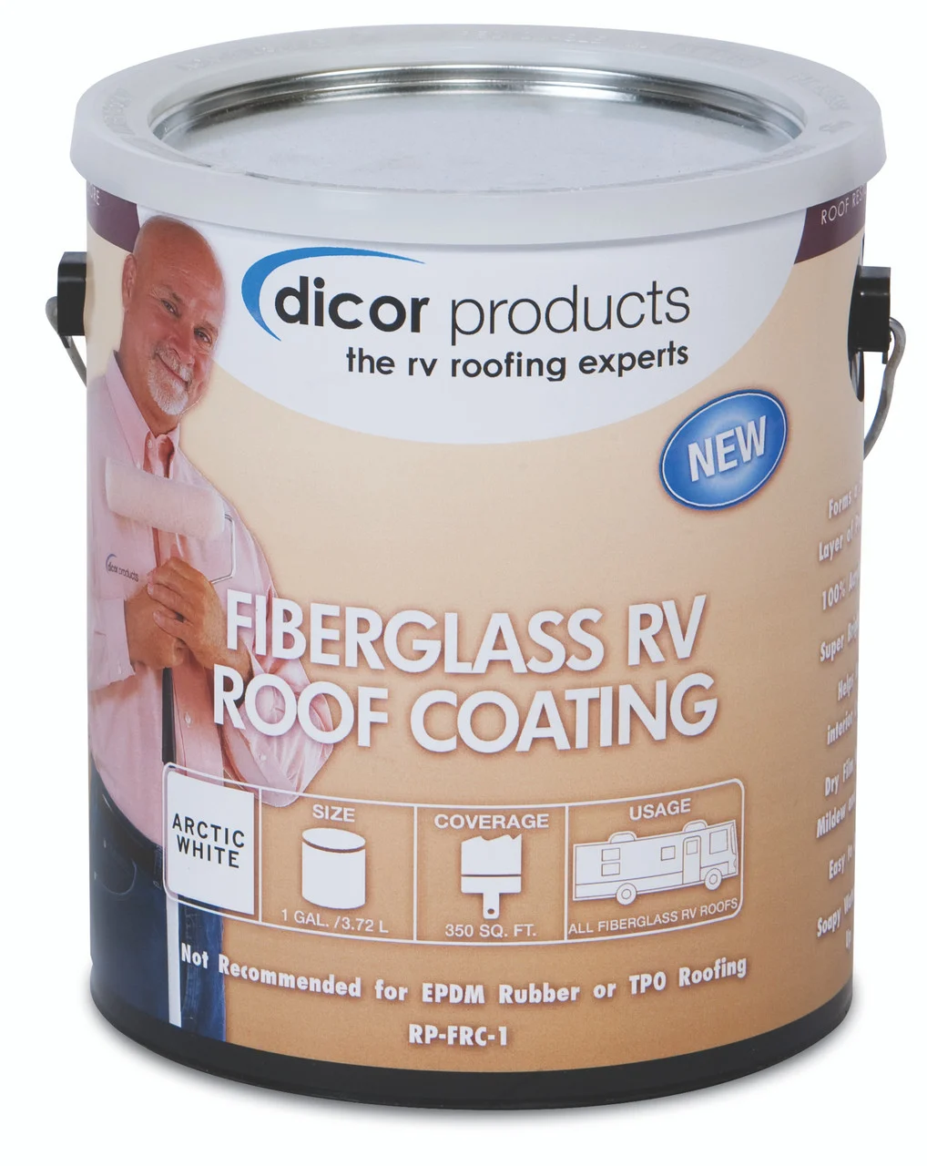 Dicor RP-FRCT-1 Fiberglass RV Roof Coating - 1 Gallon, Tan - RP-FRCT-1