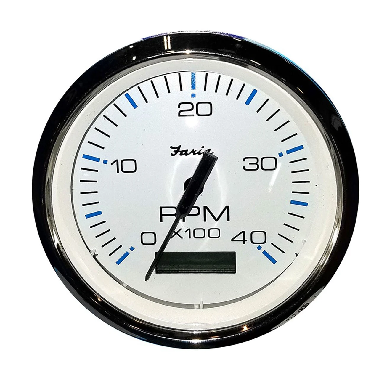 Faria 33834 Chesapeake Tachometer Gauge with Hourmeter Diesel - White SS, 4" - 33834