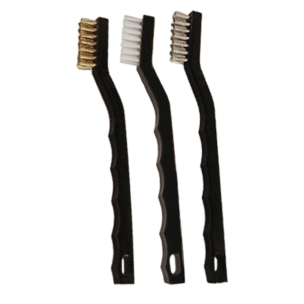 Redtree Industries 61270 Small Plastic Handle Scratch Brush - Brass, Nylon, Stainless Steel Set - 61270