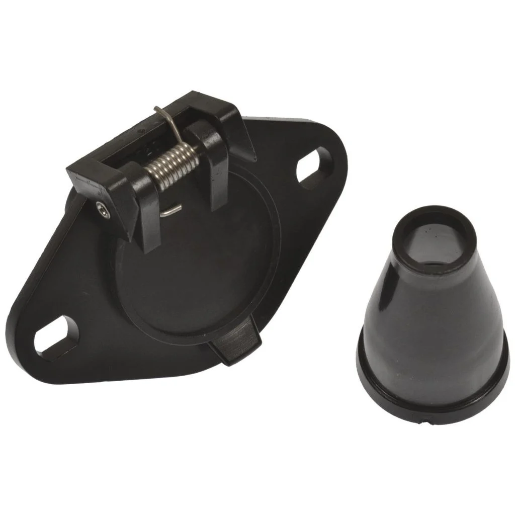 Pollak 6p-103v 6-pole Round Plastic Vehicle End Socket With Rubber Boot - 6P-103V