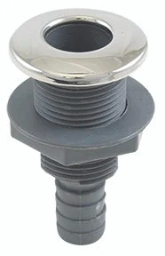 Whitecap S-3805C Stainless Steel / Nylon Thru-Hull with Barb - 1-1/2" Hose Size, Straight - S-3805C