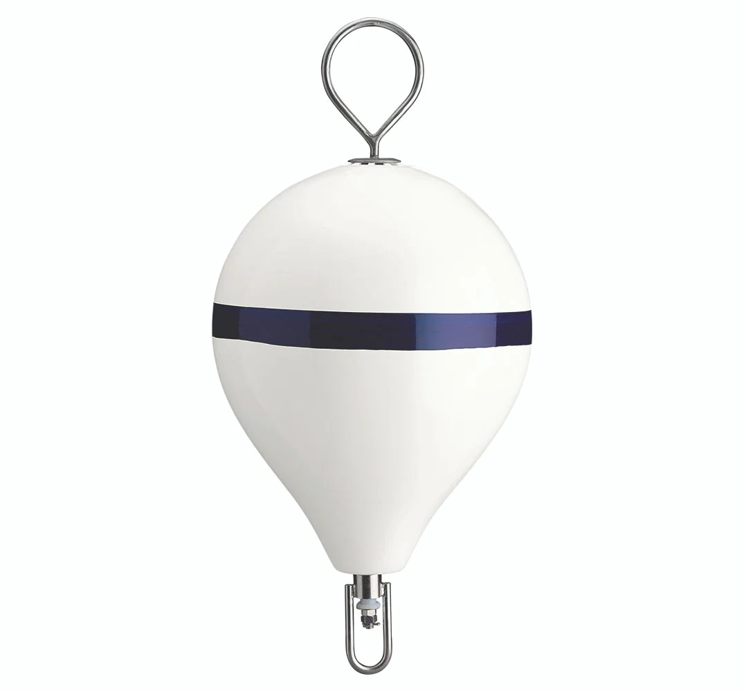 Polyform CM-3 WHT W/STR/SS CM Series Mooring Buoy - 17" x 22", White with Stainless Steel Eye - CM-3 WHT W/STR/SS
