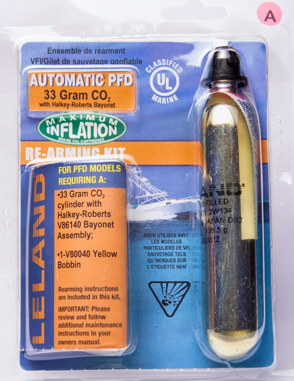 Maximum Inflation V86000-85202z Leland 33-gram Inflatable Life Vest Rearming Kit With Bayonet - Auto - V86000-85202Z