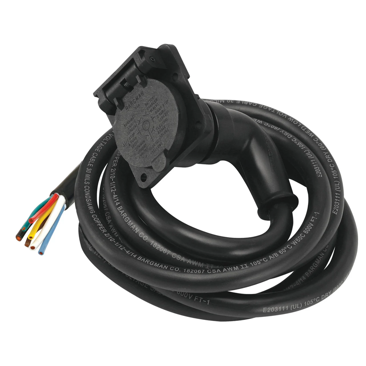 Bargman 50-97-407 7-Way 90° Molded Connector - Car End - 50-97-407