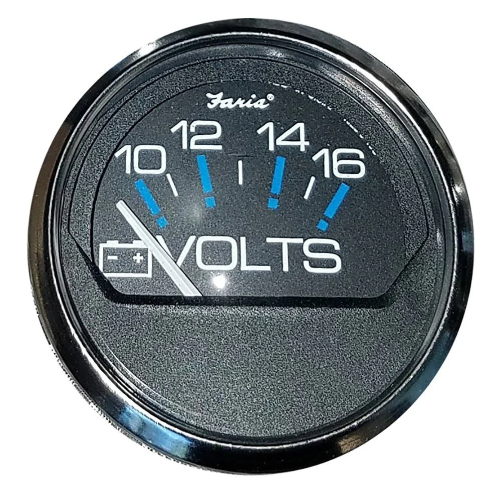 Faria Beede Instruments Chesapeake Black 2" Voltmeter (10-16 VDC) – Marine Boat Replacement Part