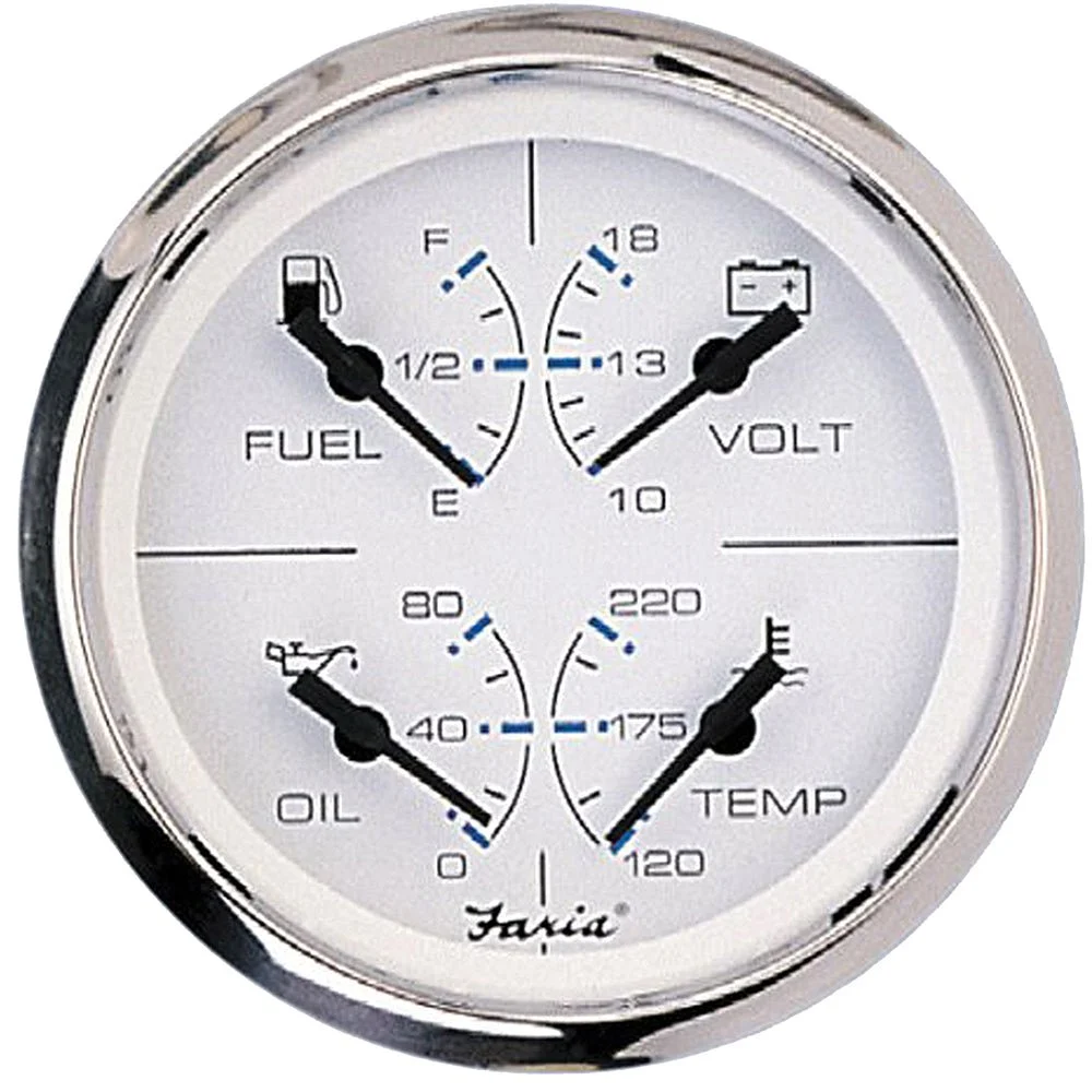 Faria Beede Instruments Chesapeake White SS 4" Multifunction Gauge – Marine Boat Replacement Part