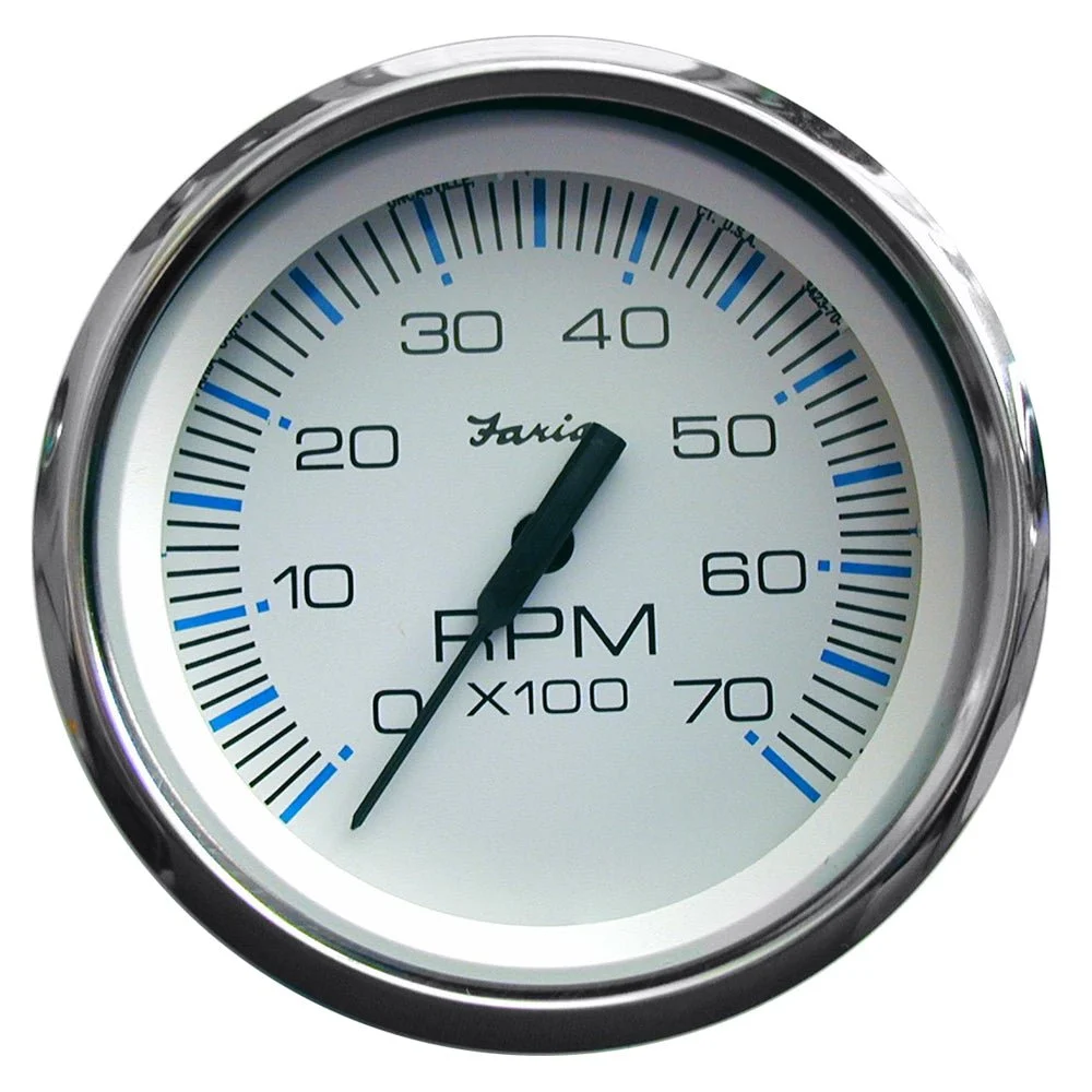 Faria Beede Instruments Outboard Chesapeake White SS 4" Tachometer - 7000 RPM (Gas) (All Outboards)