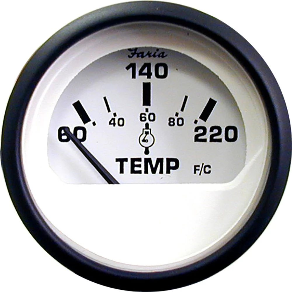 Faria Beede Instruments Euro White 2" Cylinder Head Temperature Gauge (60 - 220° F) – Marine Boat Replacement Part