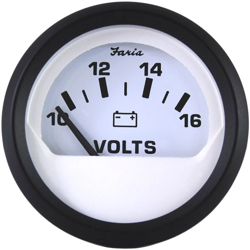 Faria Beede Instruments Euro White 2" Voltmeter (10-16 VDC) – Marine Boat Replacement Part