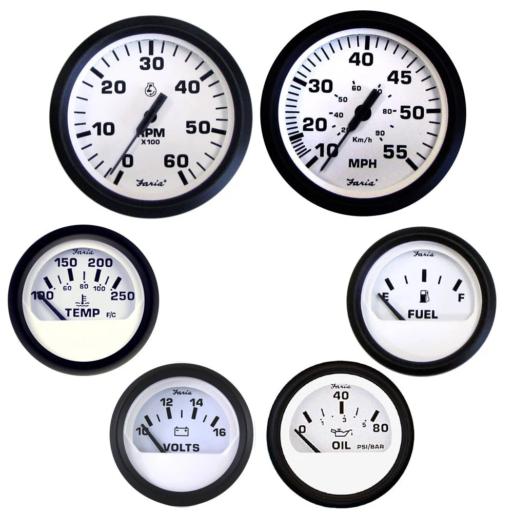 Faria Beede Instruments Inboard Euro White Boxed Set - Inboard Motors