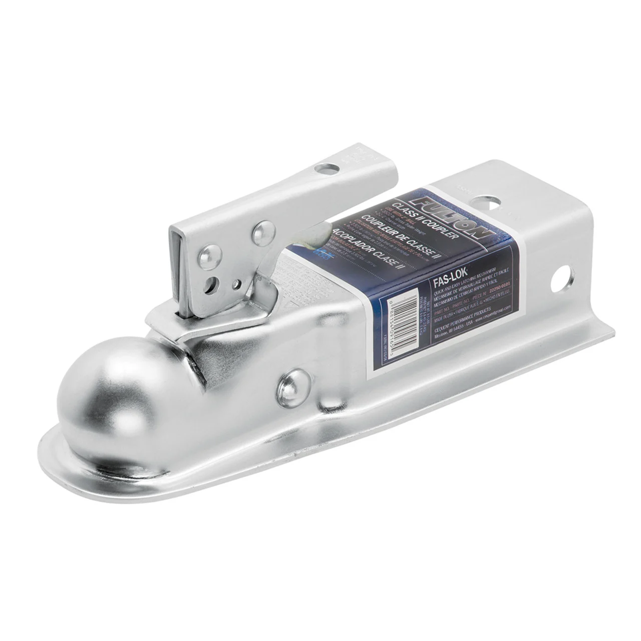 Fulton 22250 0101 Fas-Lok Straight Class II Trailer Coupler - 2" Ball, 2.5" Channel, 3500 lbs. - 22250 0101