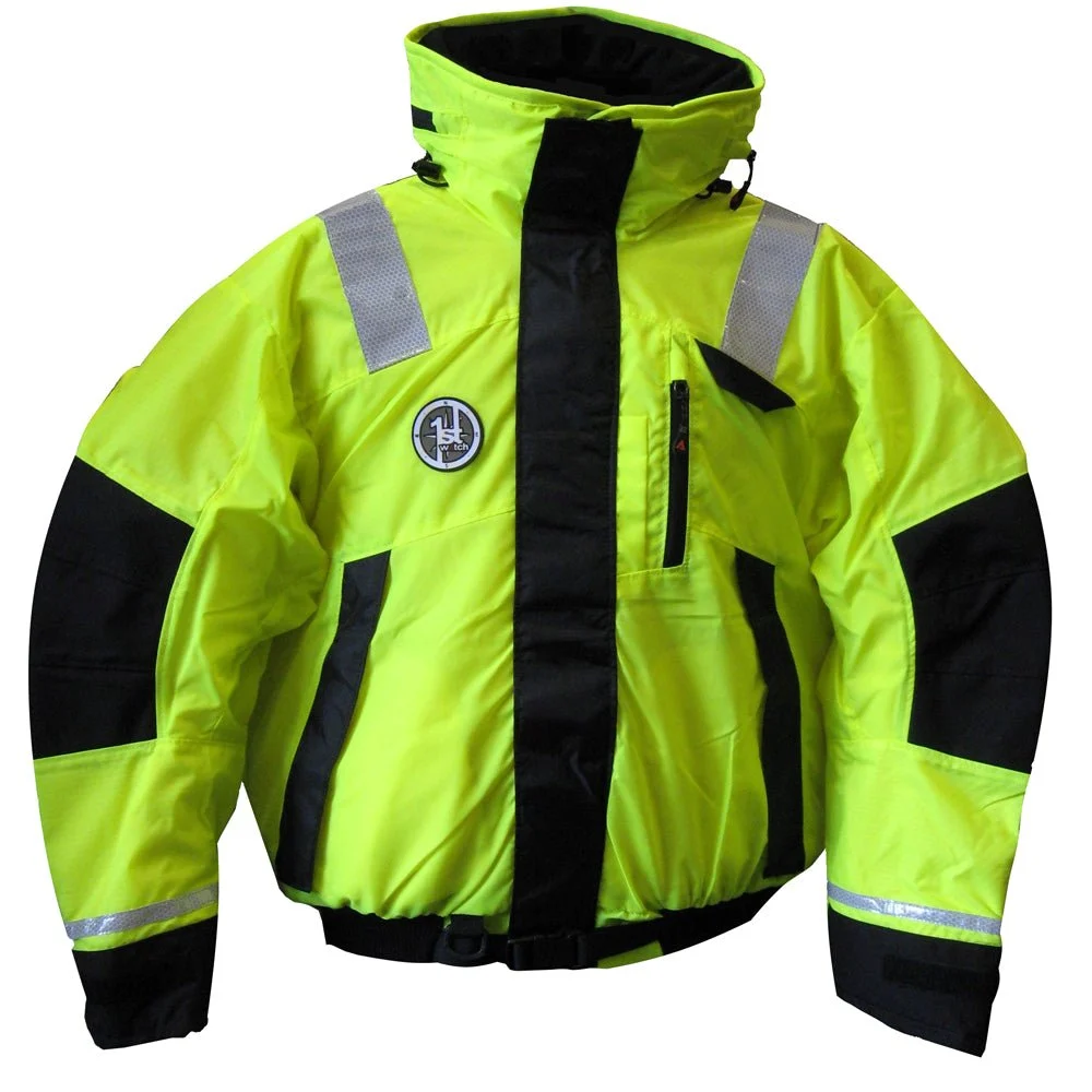 First Watch AB-1100 Flotation Bomber Jacket - Hi-Vis Yellow/Black - XL – Marine Boat Replacement Part