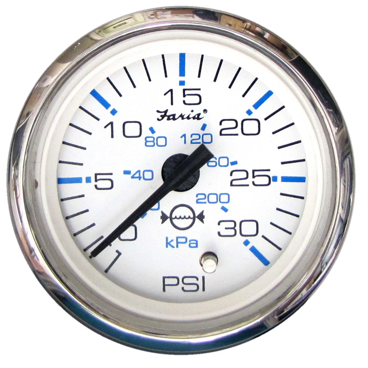 Faria 13812 Chesapeake Stainless Steel Water Pressure Gauge Kit (30 PSI) - 2", White - 13812
