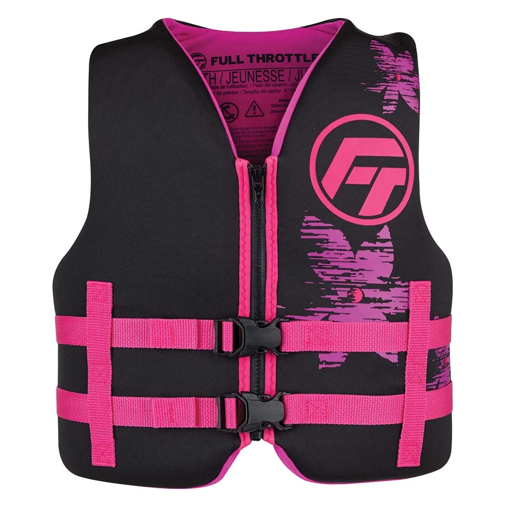 Full Throttle Youth Rapid-Dry Life Jacket - Pink/Black – Marine Boat Replacement Part