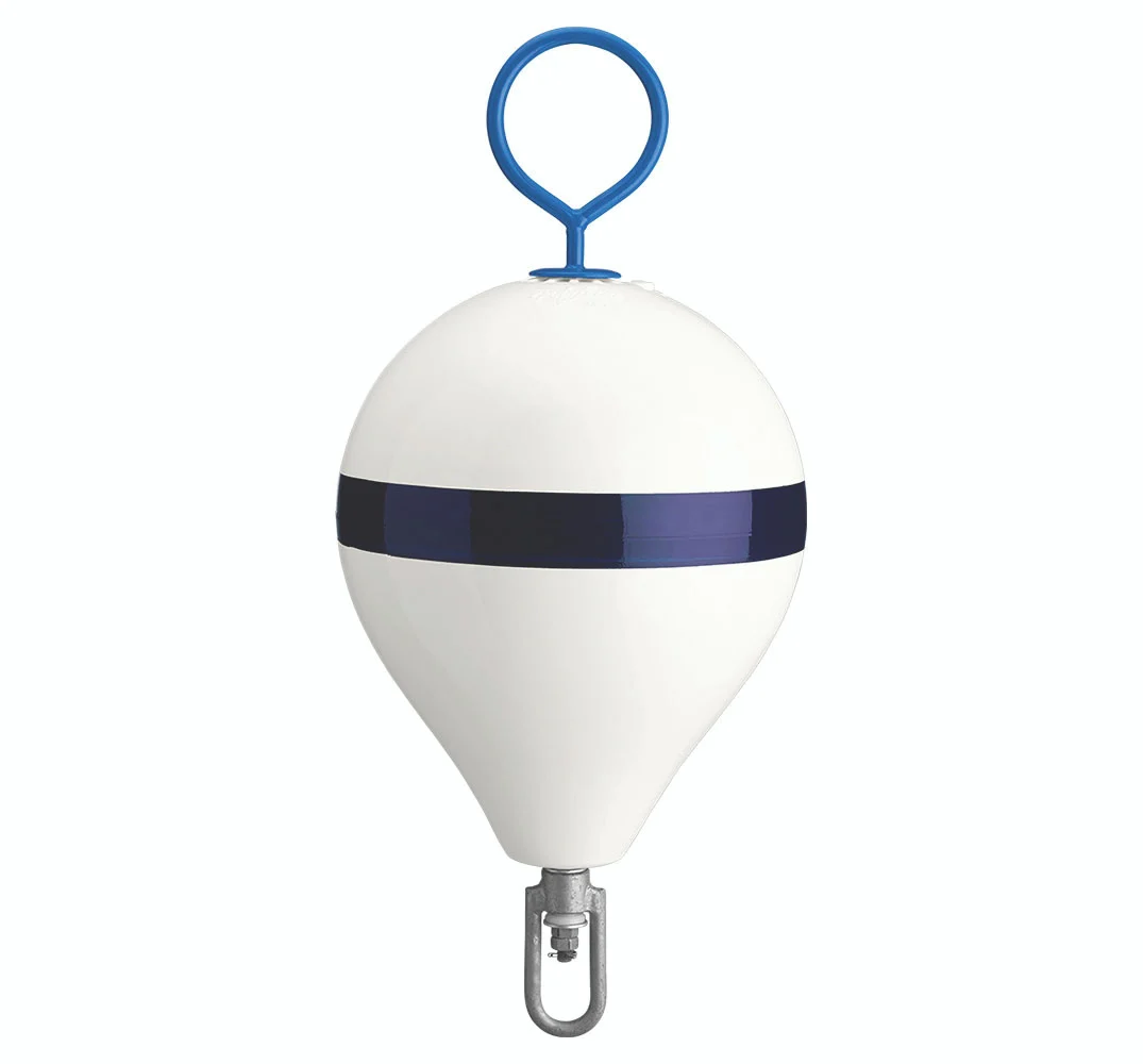 Polyform CM-2 WHT W/STR/SS CM Series Mooring Buoy - 13.5" x 18", White with Stainless Steel Eye - CM-2 WHT W/STR/SS