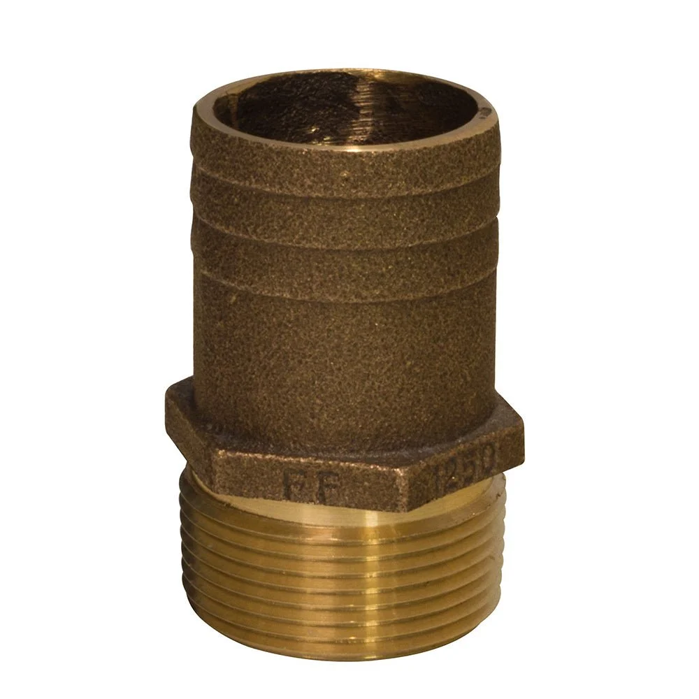 Groco 1" NPT x 1-1/8" Bronze Full Flow Pipe to Hose Straight Fitting – Boat Pump & Plumbing Part