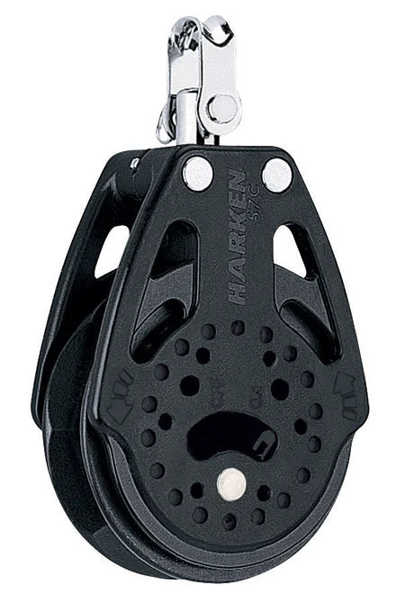 Harken Power3 - 57 mm Ratchet Block, Swivel - 3/8" Line, 500 Lb. Work Load - Standard Grip, Black